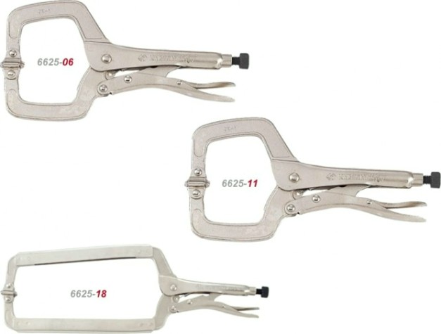 Зажим с фиксатором KING TONY 6625-11 280 мм, С-образный с подвижными губками