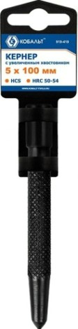 Зубило Кобальт 919-419 кернер 5х100 мм, с увеличенным хвостовиком Зубило Кобальт 919-419 кернер 5х100 мм, с увеличенным хвостовиком