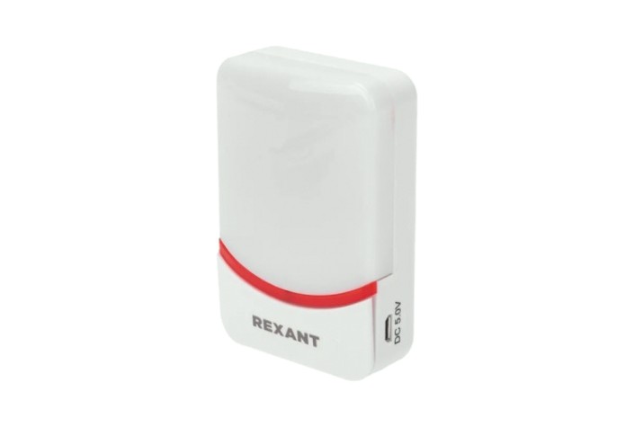 Звонок дверной беспроводной REXANT 73-0016 c цифровым кодированием, 150м IP44 (белый/красный)