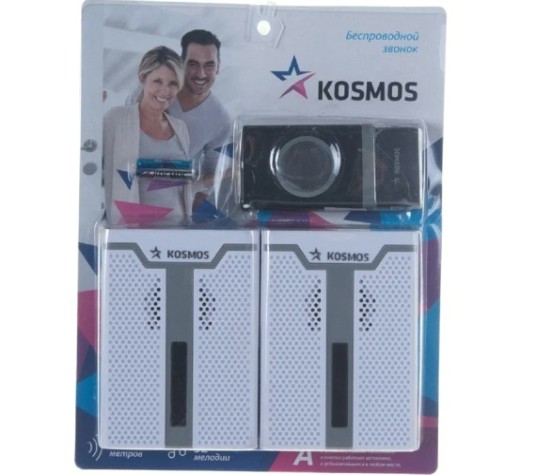 Звонок дверной КОСМОС KOC_AG520C1 беспроводной 32мл.,2хАА, 2 базы Звонок дверной КОСМОС KOC_AG520C1 беспроводной 32мл.,2хАА, 2 базы