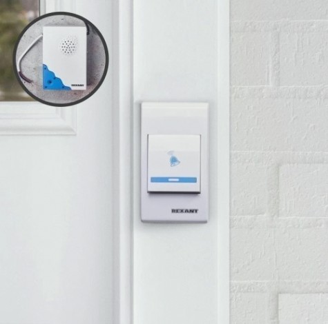 Звонок дверной REXANT 73-0080 электрический с проводом и кнопкой, RX-8